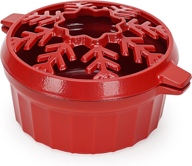 WILLOW WEAVE Cast Iron Wood Stove Steamer 2.5 Quart with Large Opening Top - Flake Bright Red - Image 1